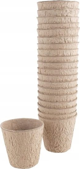 Zestaw 20 ekologicznych okrągłych doniczek do rozsad 8x7,5cm