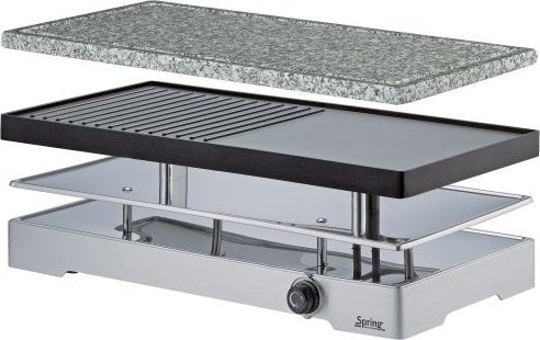 Hurtel Raclette/grill stołowy, dla 8 os., 2 płyty grzewcze: kamienna/grillowa, 42,5 x 21,5 x 14,5 cm RACLETTE8 CLASSIC DUO / Spring