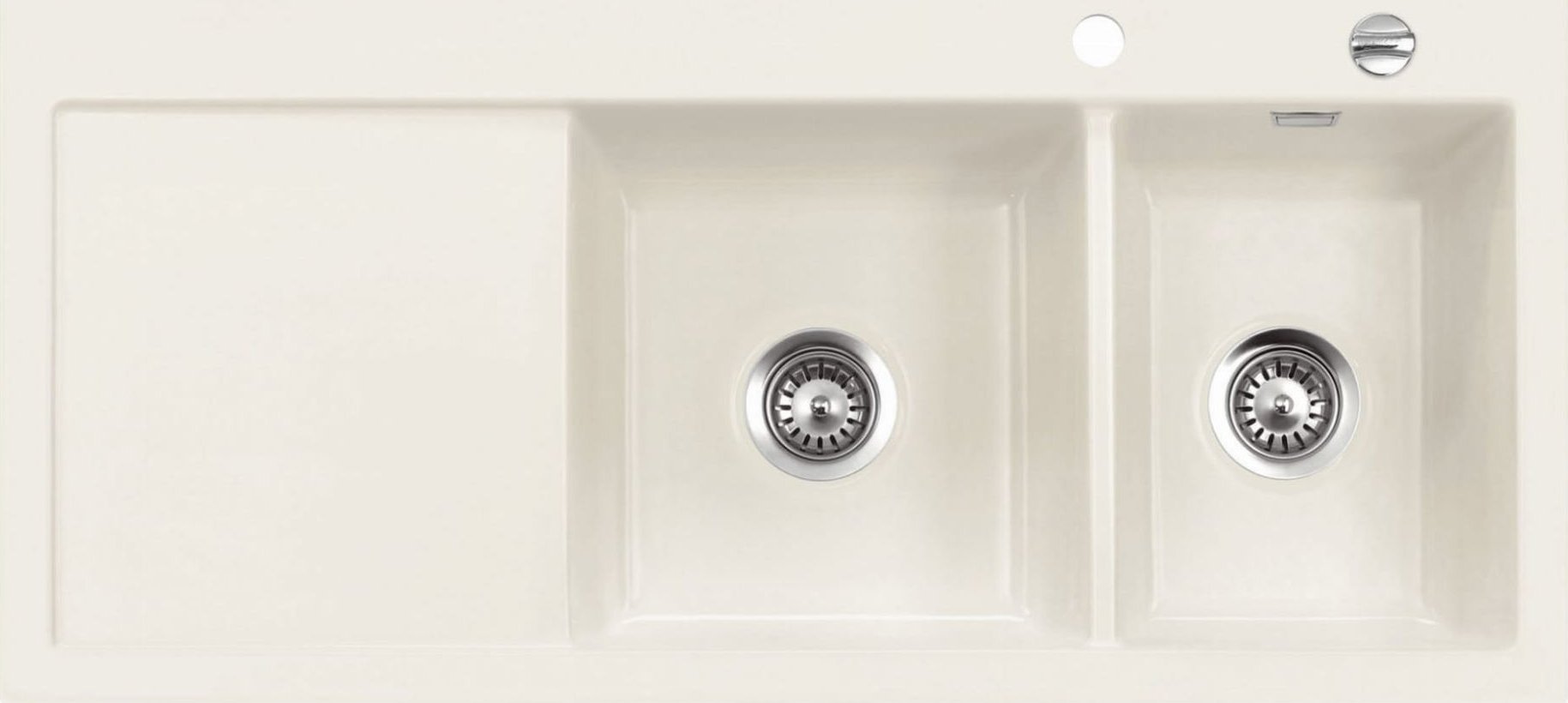 Zlewozmywak SYSTEMCERAM Systemceram Mera Double Jasmin, Zlewozmywak ceramiczny, korek manualny,