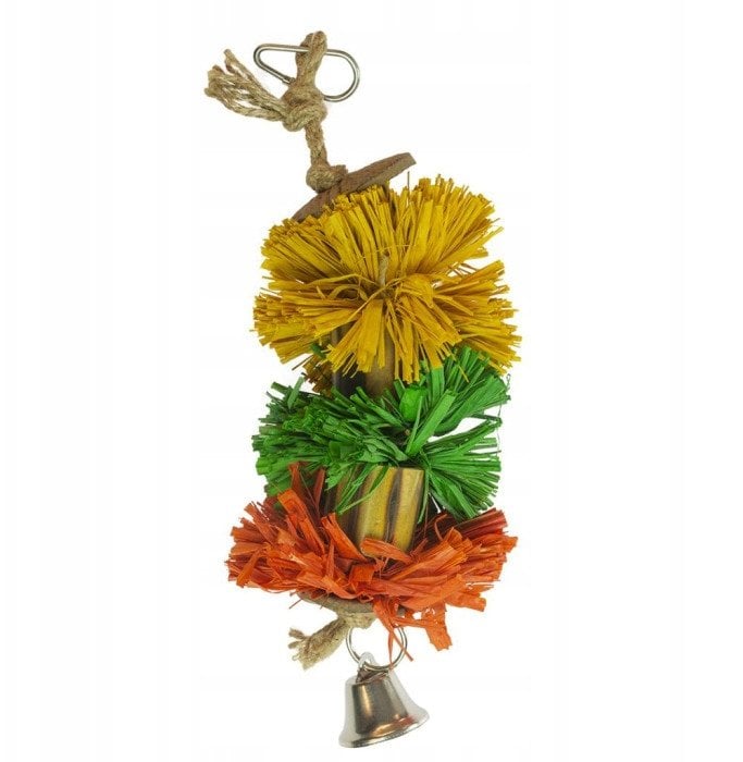 DUVO+ ZABAWKA DLA PTAKÓW POMPONY Z RAFII 24,1x6,4x6,4cm