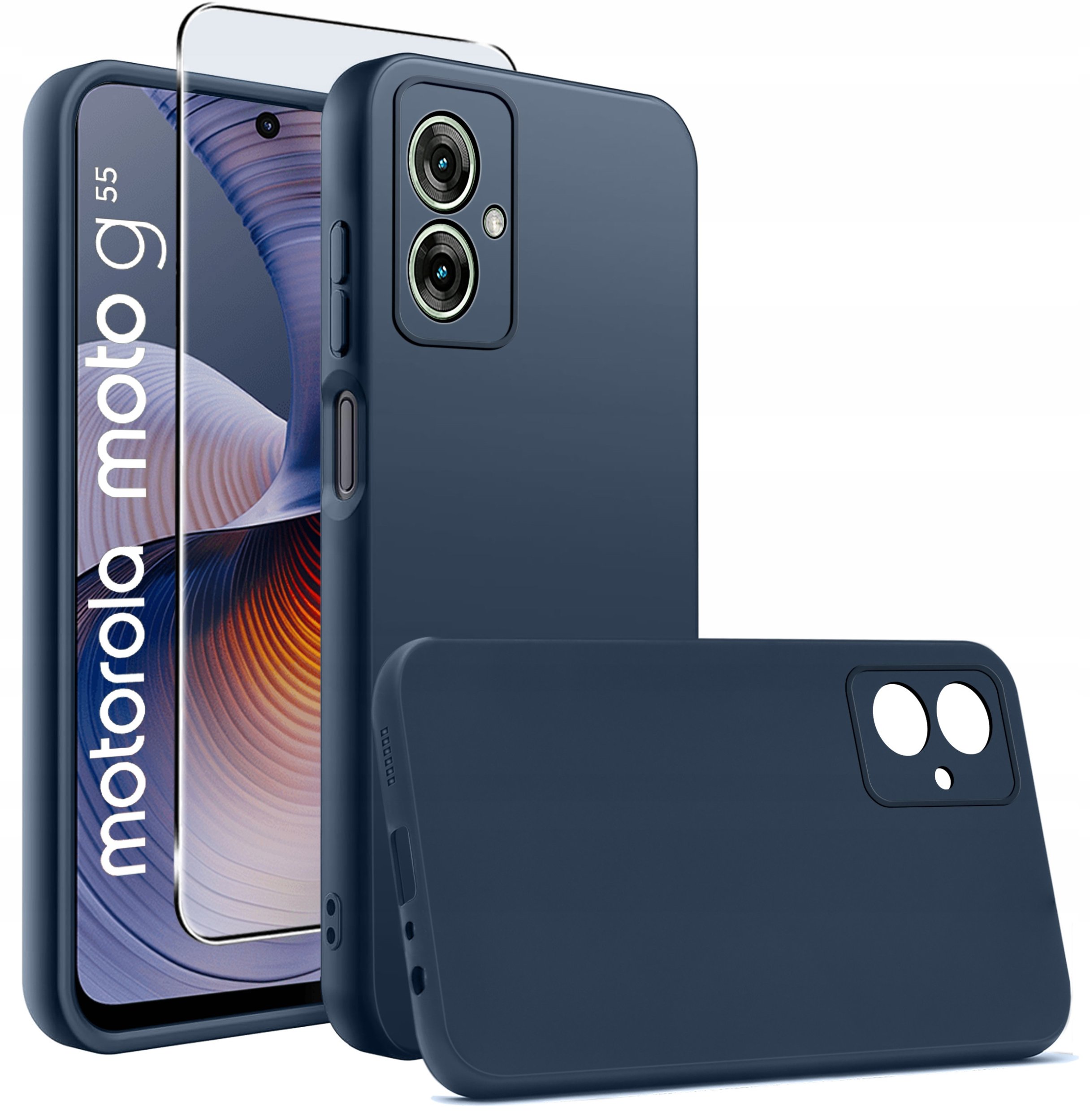 Etui do Motorola Moto G55 5G silikonowe MATOWE + Szkło ochronne 9H