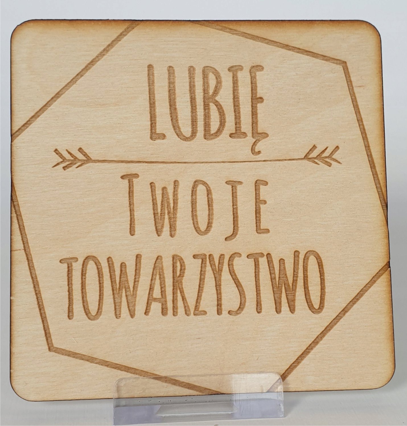 details Podkładki pod kubek 10x10cm drewno lubię twojwe