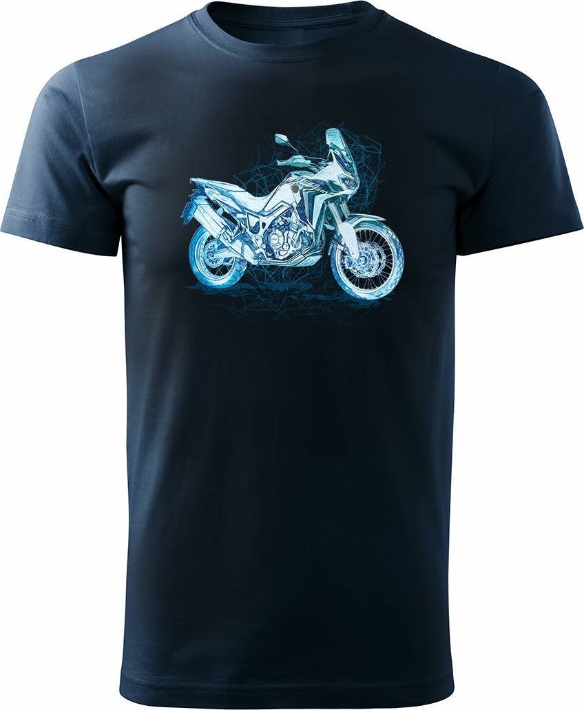 Topslang Koszulka motocyklowa z motocyklem na motor Honda Africa Twin CRF1100L męska granatowa S