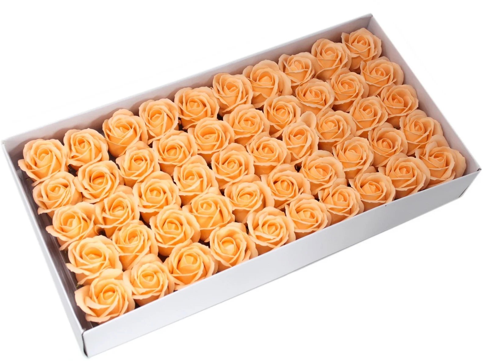 Brzoskwiniowe Mydlane Róże - Komplet 50 sztuk w Pudełku