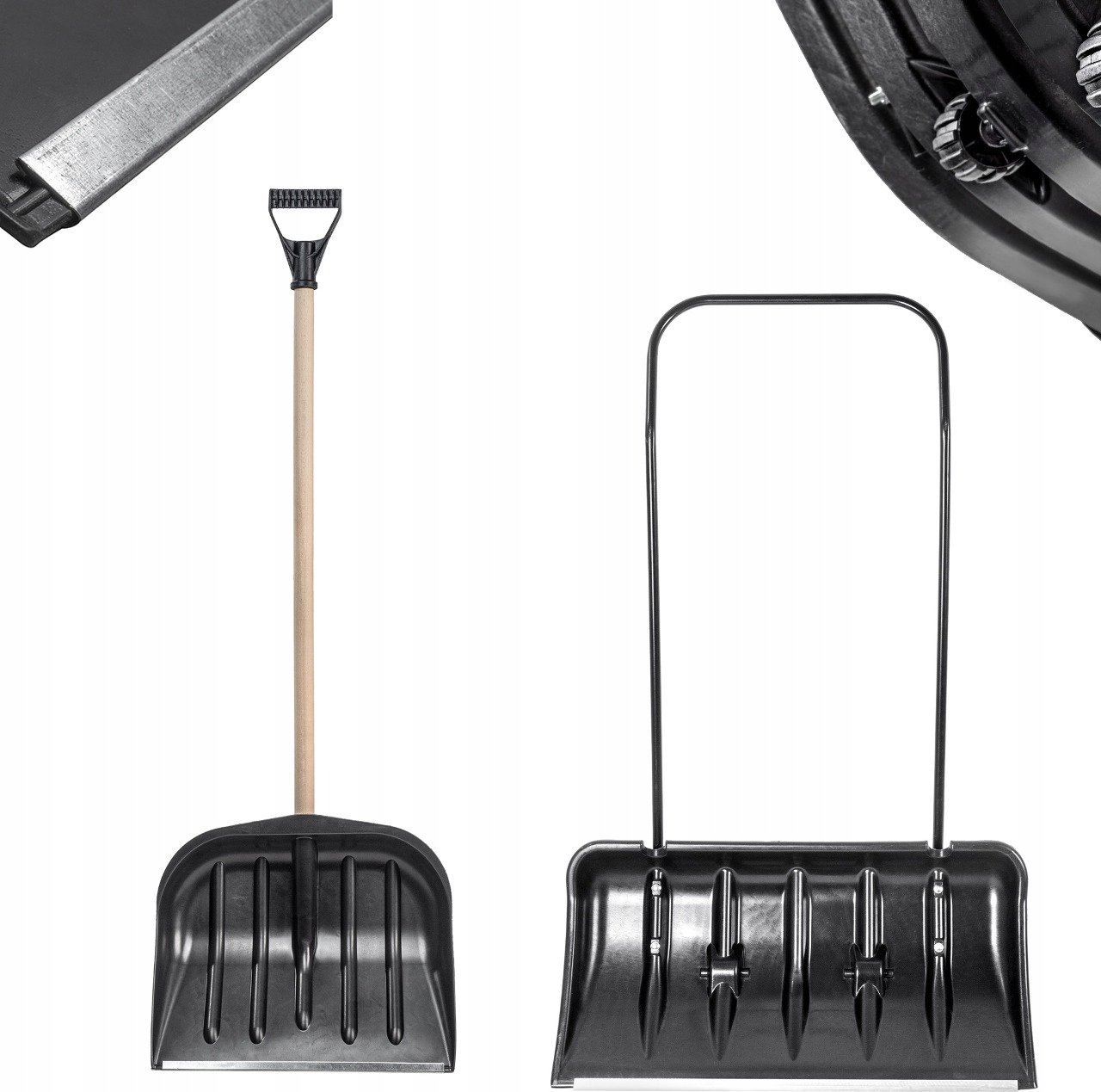 Kadax KADAX Łopata Pług Do Śniegu Na Kółkach + Łopata Drewniany Trzonek Zestaw