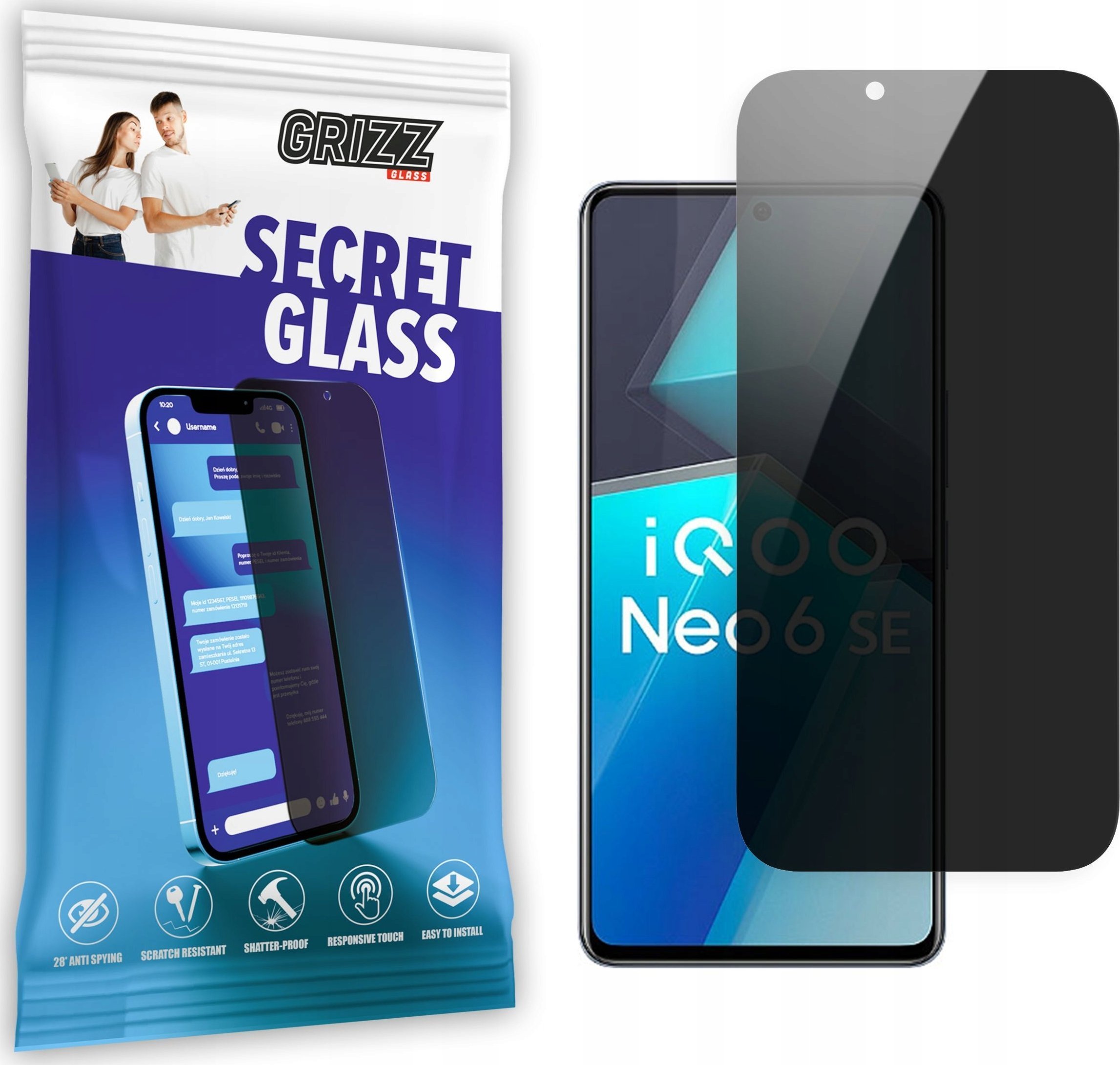 GrizzGlass Szkło prywatyzujące GrizzGlass SecretGlass vivo iQOO Neo 6 SE