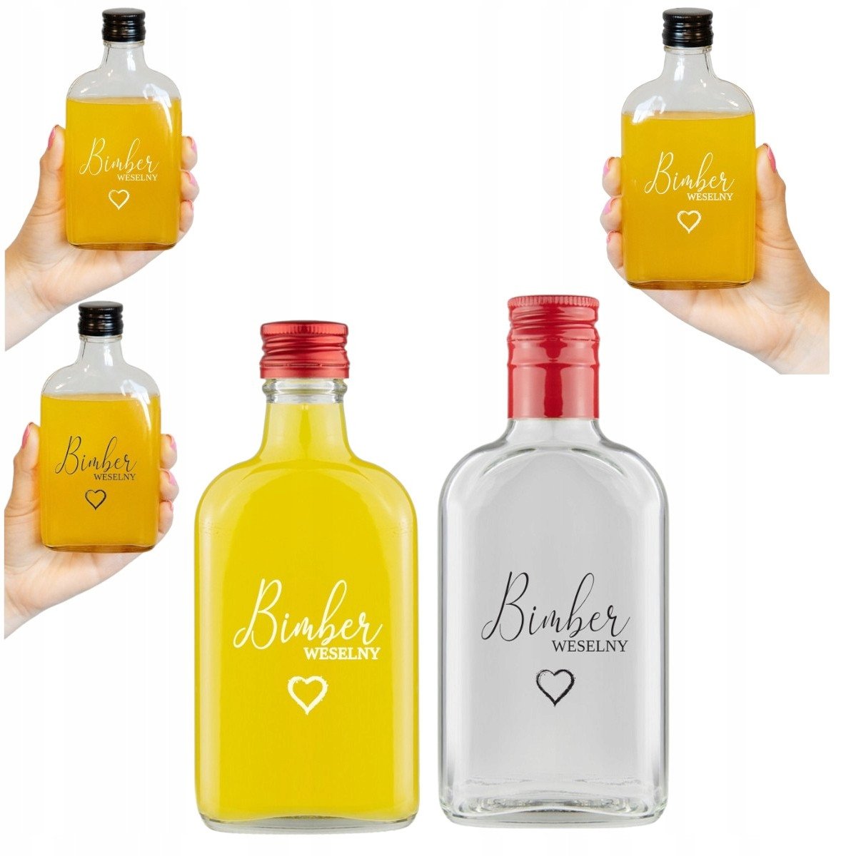 5x Butelka piersiówka 200ml z nadrukiem Na Wesele