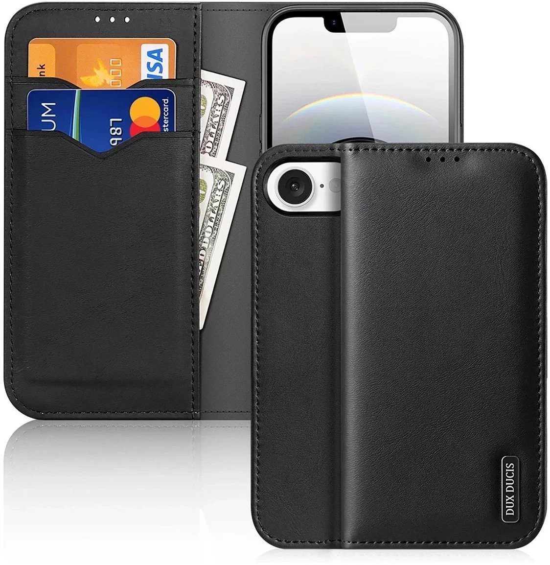 Etui ochronne do iPhone 16e Dux Ducis Hivo z klapką i ochroną RFID - czarne