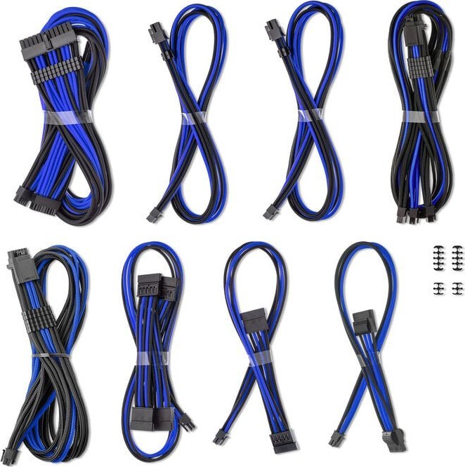 CableMod C-Series Pro ModMesh Sleeved 12V-2x6 12VHPWR Dual StealthSense Cable Kit for Corsair RMi, RMx (Black Label) - schwarz/blau