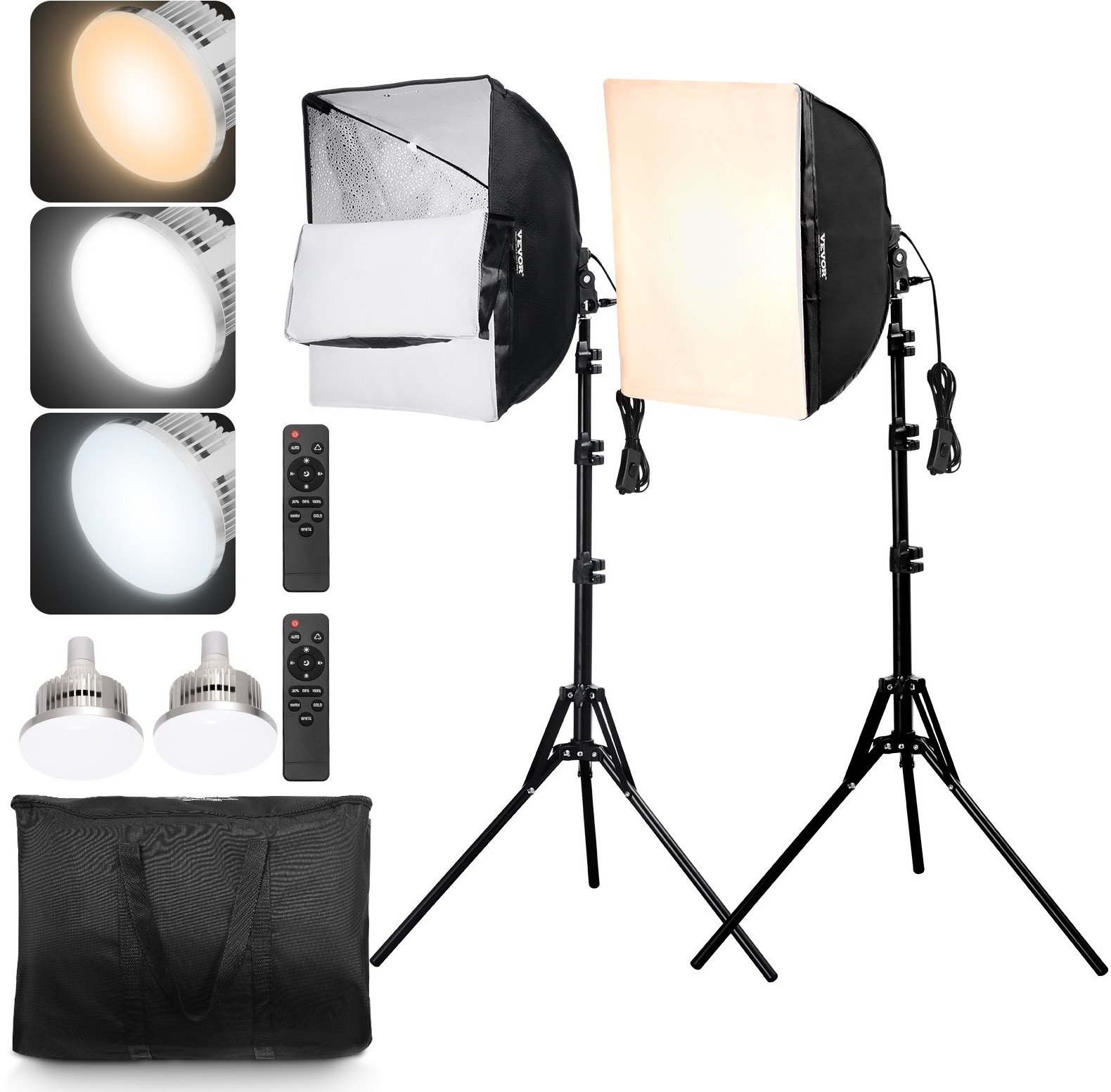 Zestaw 2 x lampa studyjna led 45W + softbox 40x40cm + statyw + futerał