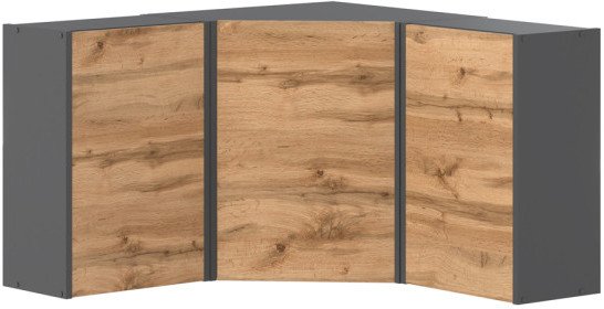 Szafka Kuchenna Wisząca Modułowa Narożna Bella 90x90cm Szara Mat Dąb Wotan