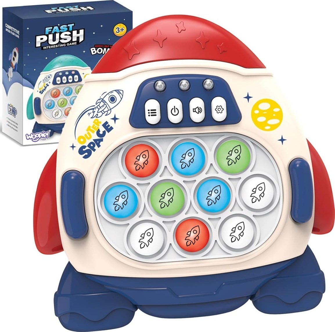 Woopie WOOPIE Gra POP IT Elektroniczna Antystresowa Zręcznościowa Rakieta red