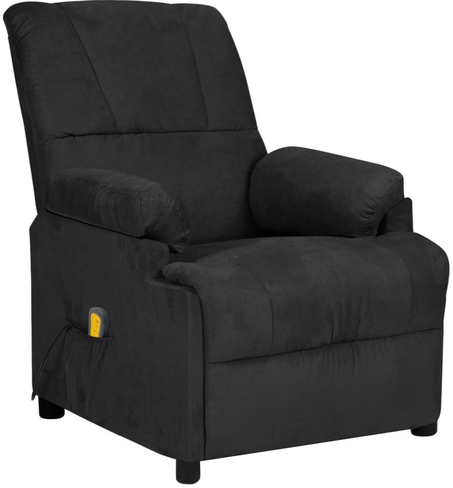 vidaXL Fotel masujący, czarny, obity mikrofibrą