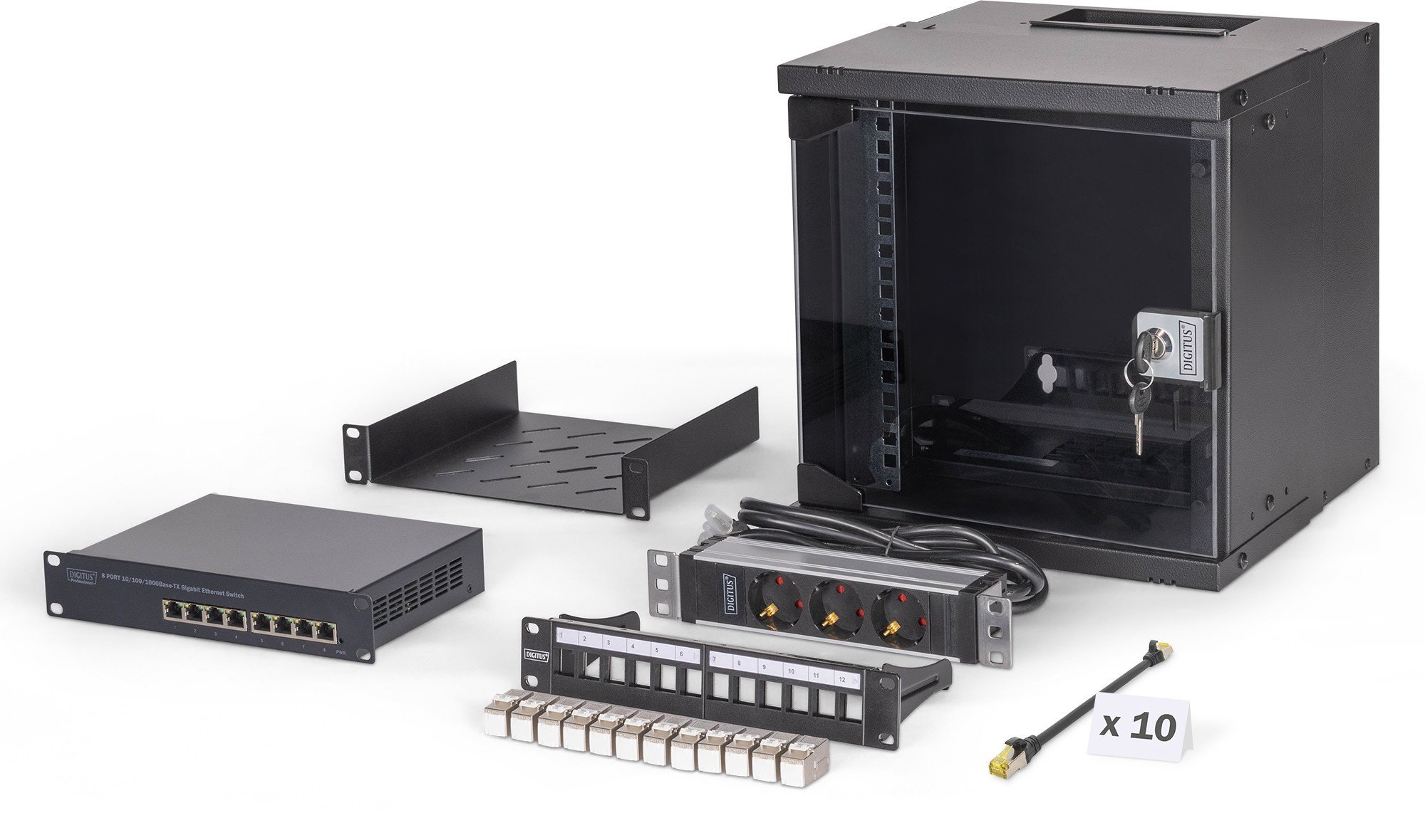 DIGITUS Netzwerk-Set 254 mm (10") - 6HE, 315x300 mm (BxT) sw