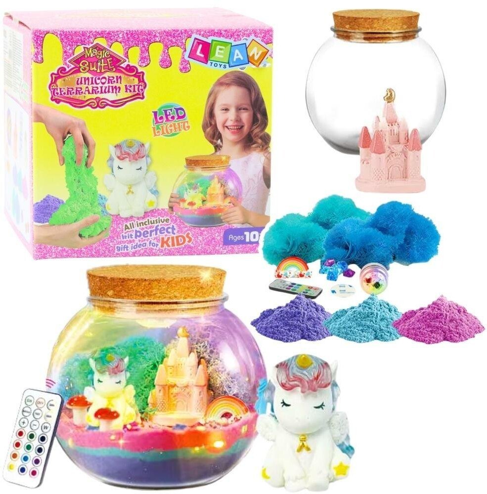 Kreatywny zestaw terrarium jednorożec z LED