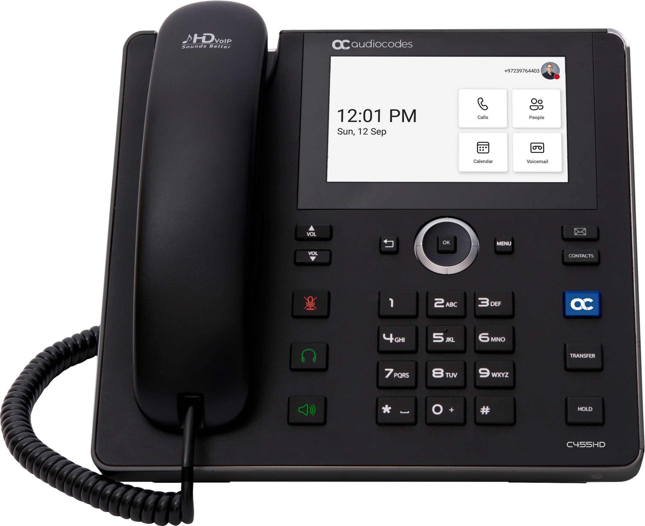 AudioCodes C455HD telefon VoIP Czarny 8 linii TFT