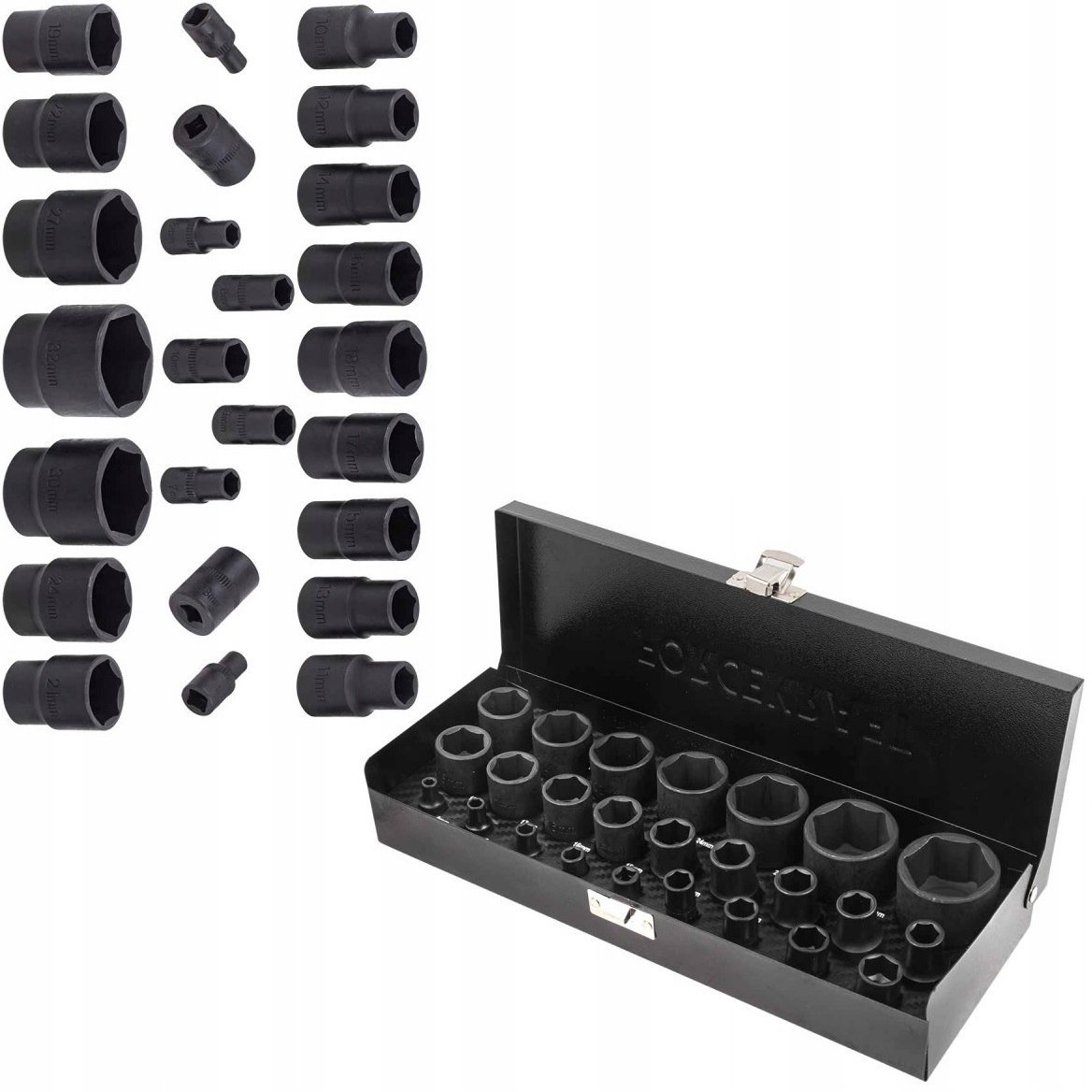 Zestaw nasadek 1/2" i 1/4" 25el. (4-32mm) (6-kątnych)