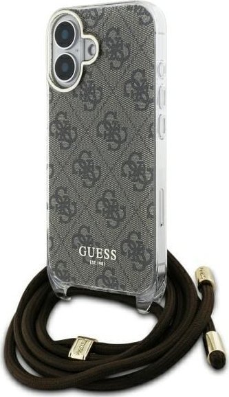 Guess Guess GUHCP16SHC4SEW iPhone 16 6.1" brązowy/brown hardcase Crossbody Cord 4G Print