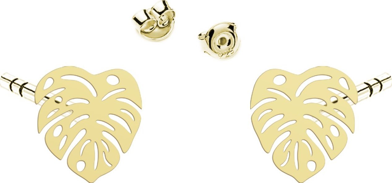 Radziszewska Jewellery Liść Monstery Kolczyki srebro pozłacane