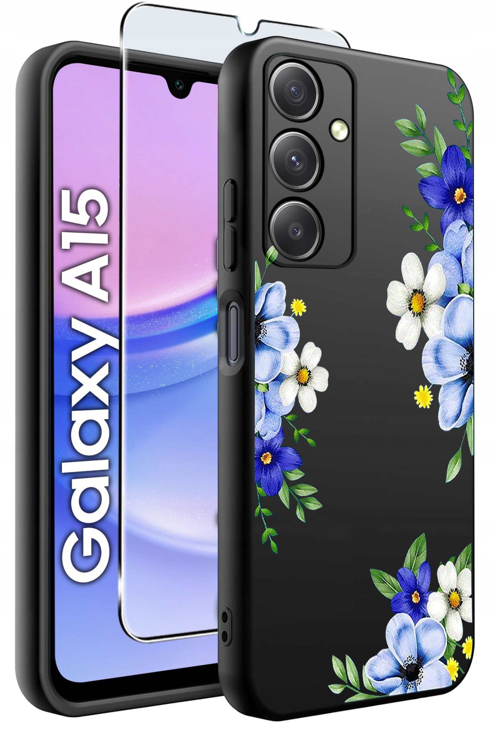 ETUI do Samsung A15 4G | 15 5G WZORY | SILIKONOWE MATT CASE + SZKŁO 9H