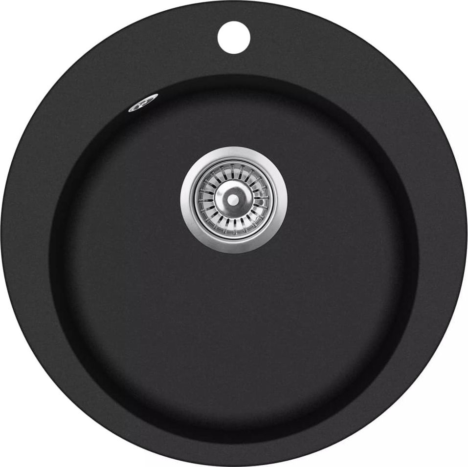 Zlewozmywak vidaXL Granitowy jednokomorowy, okrągły, czarny
