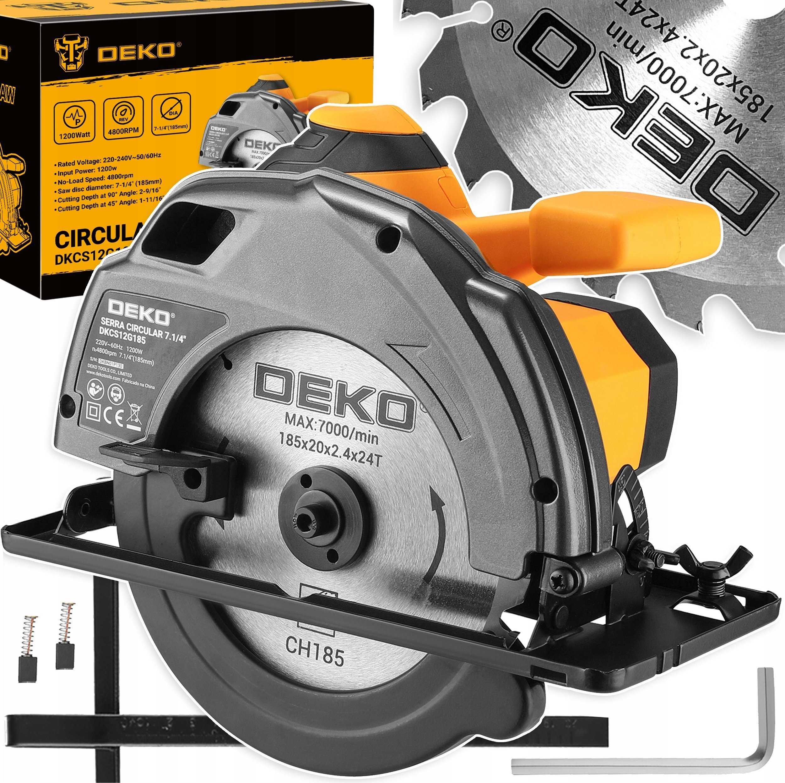 Piła tarczowa przecinarka do drewna DKCS12G185 DEKO