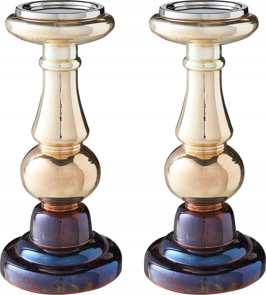 Beliani Zestaw dwóch świeczników szklanych 30 cm złoty IMARTI!