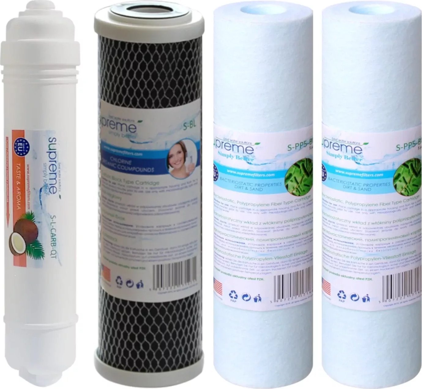 Supreme Premium RO5 QT Komplet 4 wkładów do systemu odwróconej osmozy