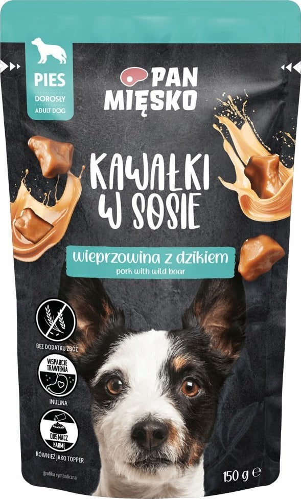 Pan Mięsko Pan Mięsko Karma mokra dla psa Kawałki w sosie Wieprzowina z dzikiem (dorosły) 150 g