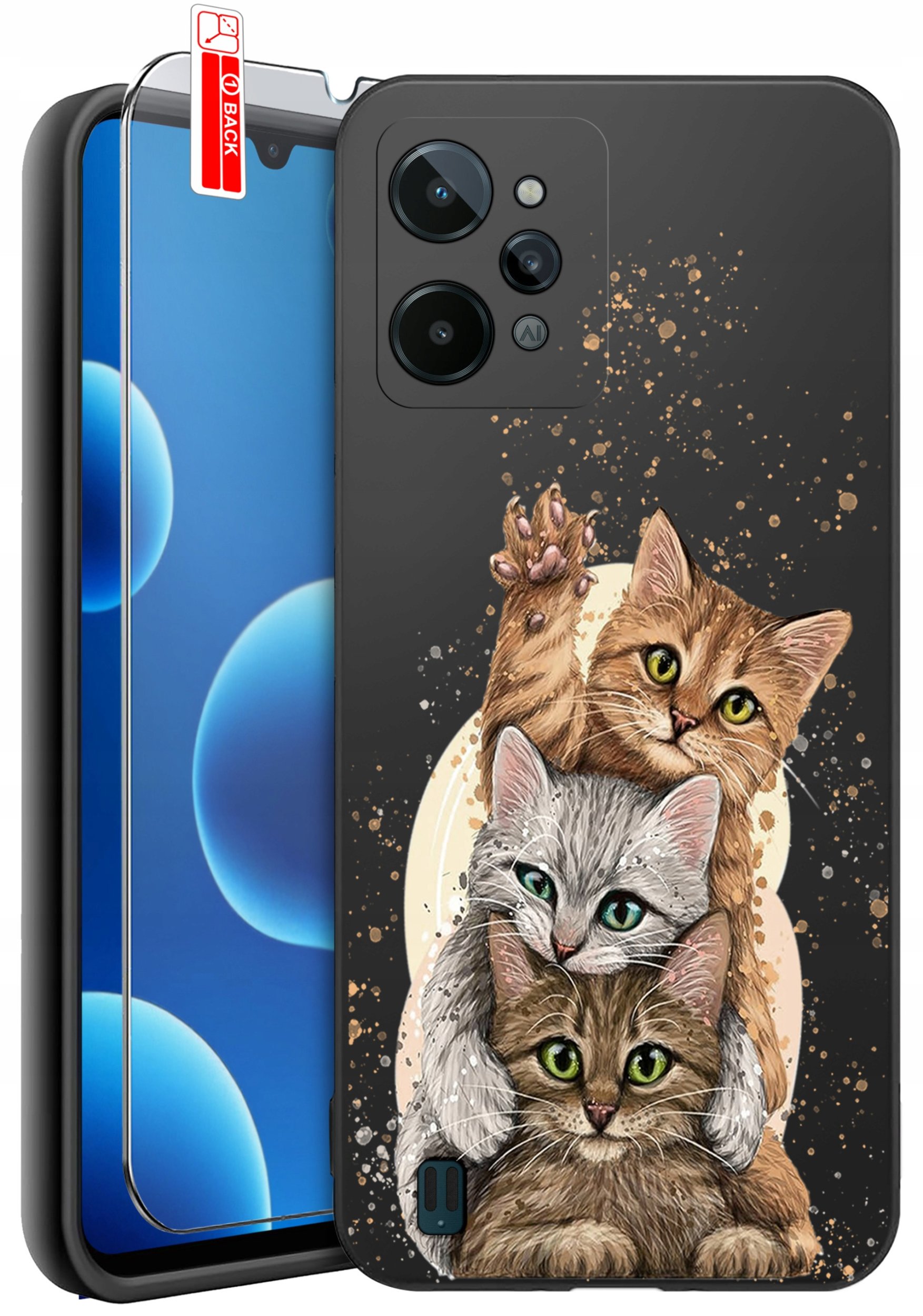 ETUI do Realme C31| WZORY | SILIKONOWE MATT CASE + SZKŁO 9H