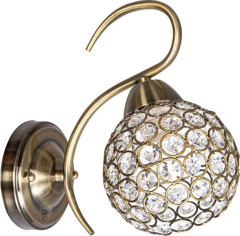 Kinkiet VEN Kinkiet LAMPA ścienna VEN K-A 1537/1 dekoracyjna OPRAWA metalowa glamour crystal patyna przezroczysta