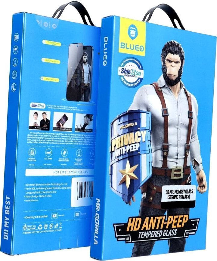 Blueo Szkło Hartowane 5D Mr. Monkey Glass - do Samsung Galaxy S24 Plus czarny (Strong Privacy)