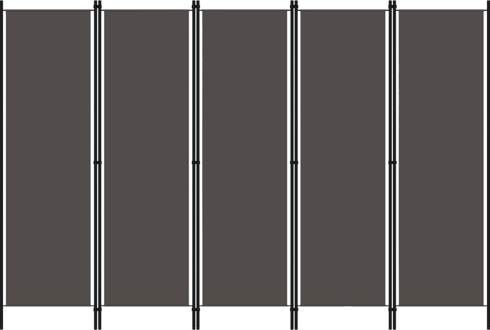 vidaXL Parawan 5-panelowy, antracytowy, 250 x 180 cm