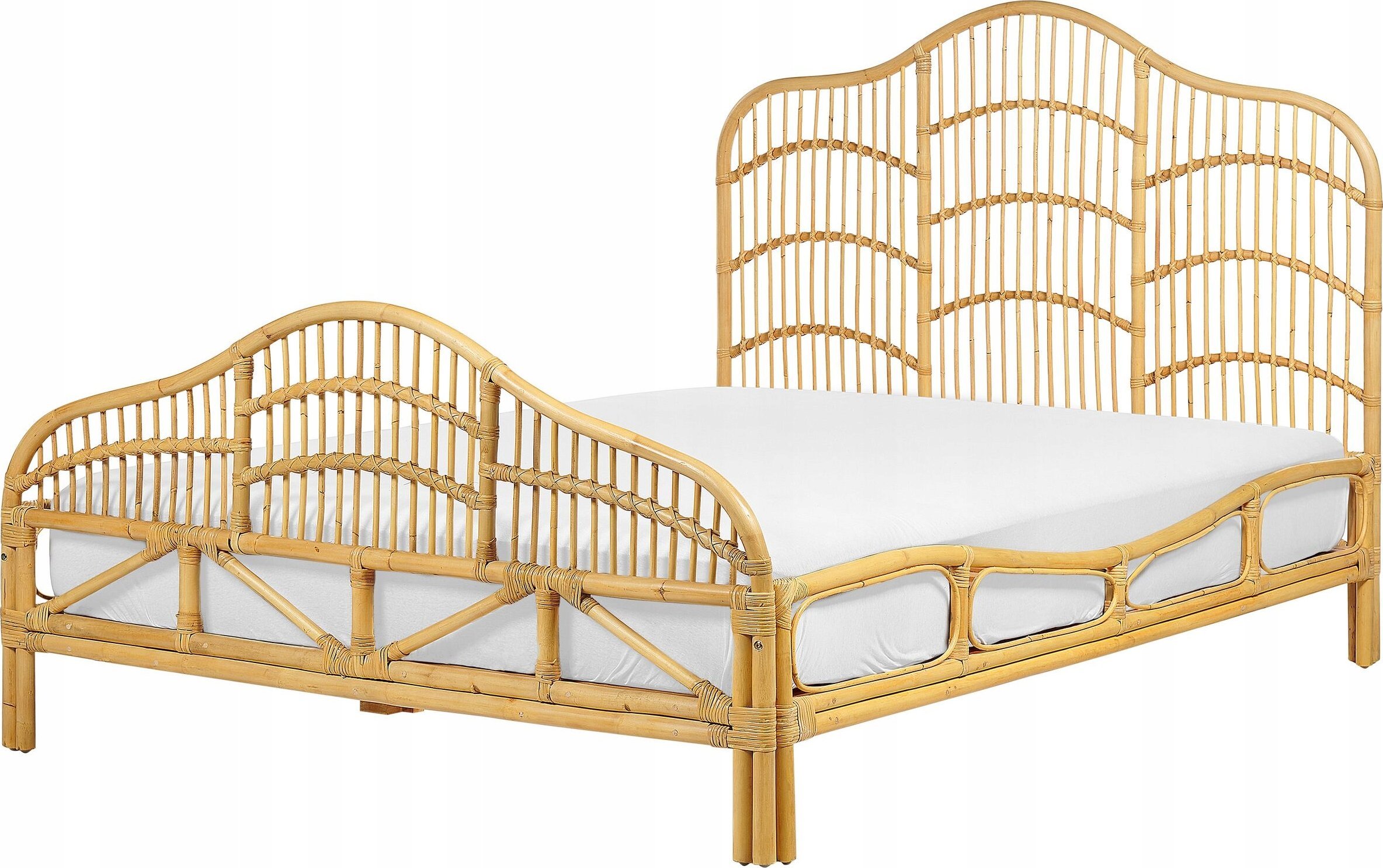 Beliani Łóżko rattanowe 140 x 200 cm jasne drewno DOMEYROT