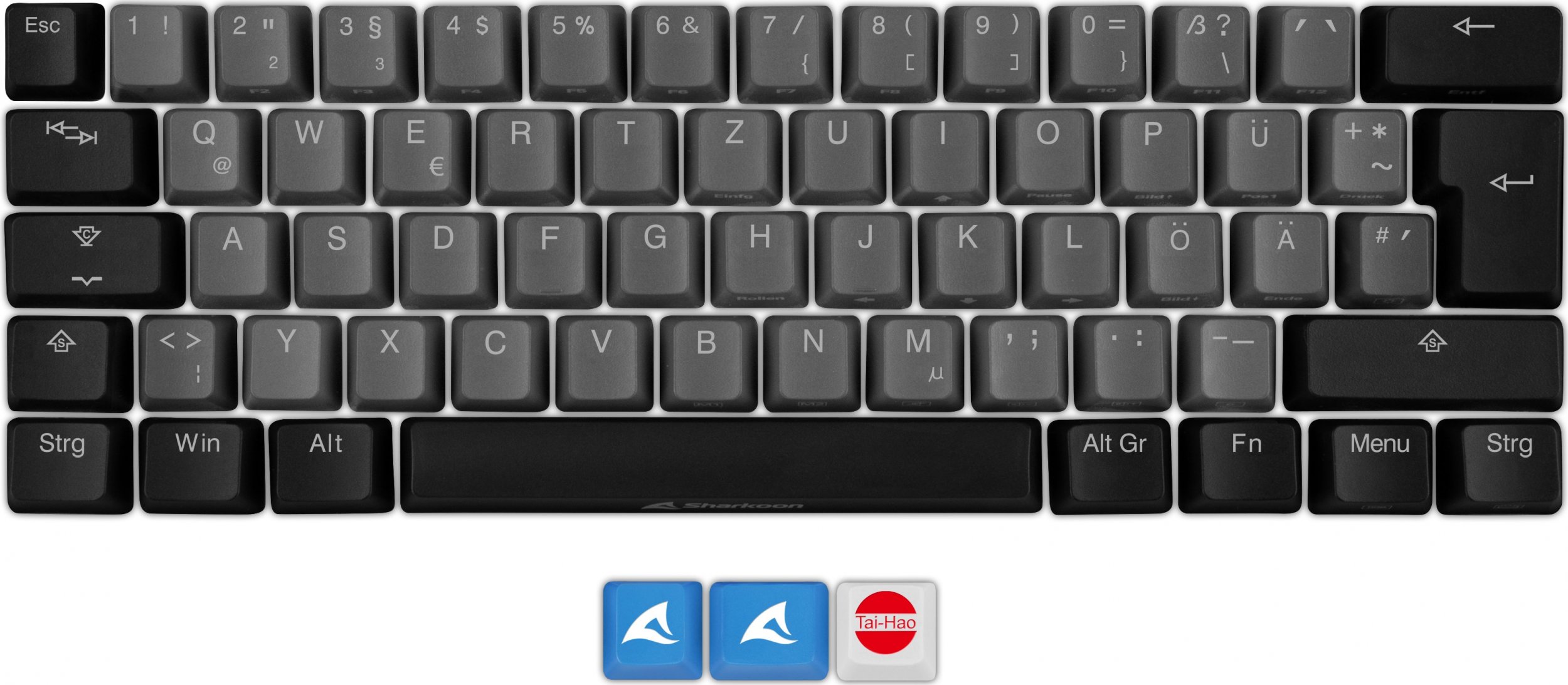Keychron Sharkoon SKILLER SAC20 S4, keycap (black, 61 pieces, ISO layout (DE), for SKILLER SGK50 S4)