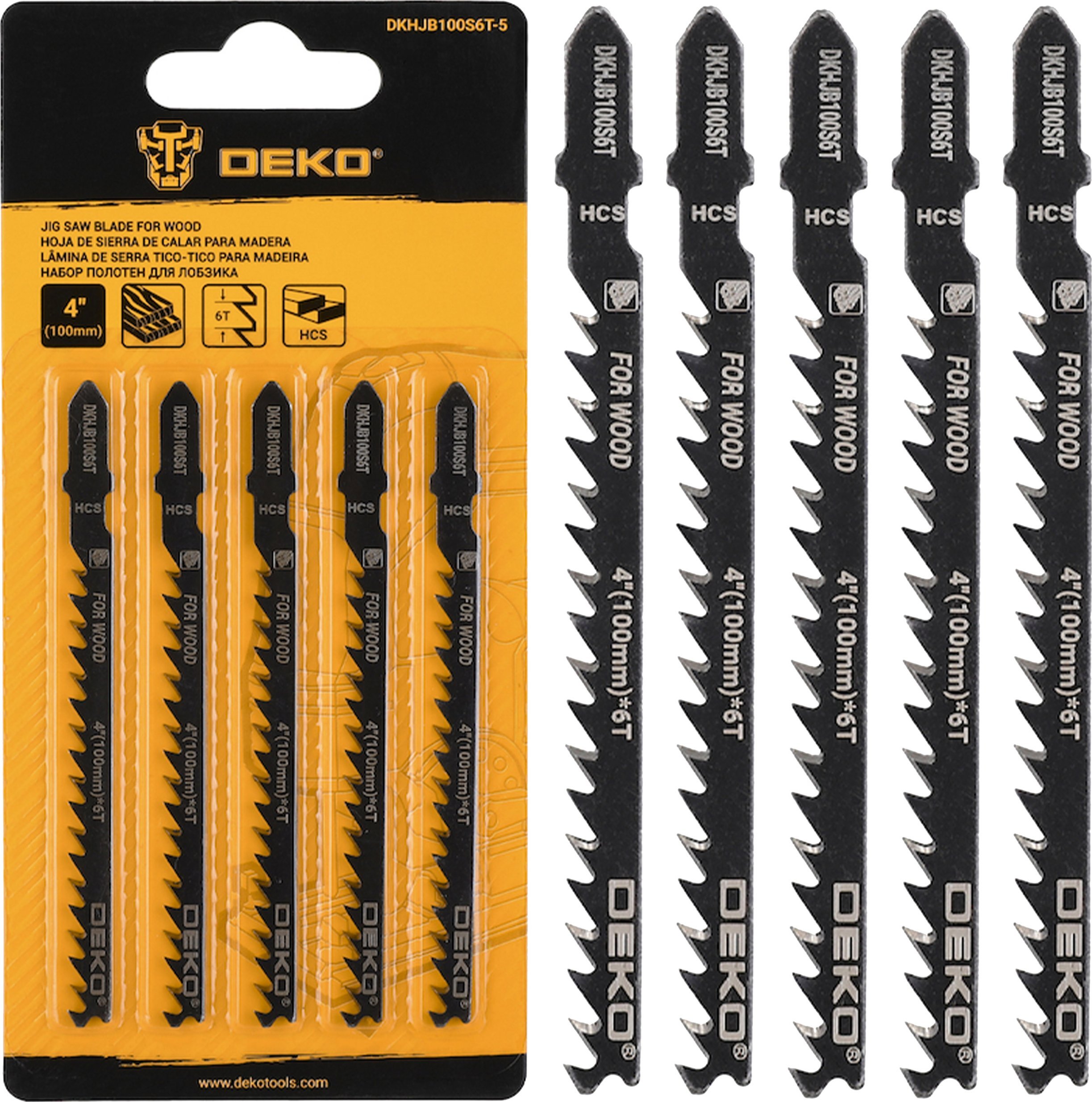 Deko BRZESZCZOTY NOŻYKI NOŻE DO WYRZYNARKI 5 SZTUK STAL HCS 4'' 100 MM DEKO