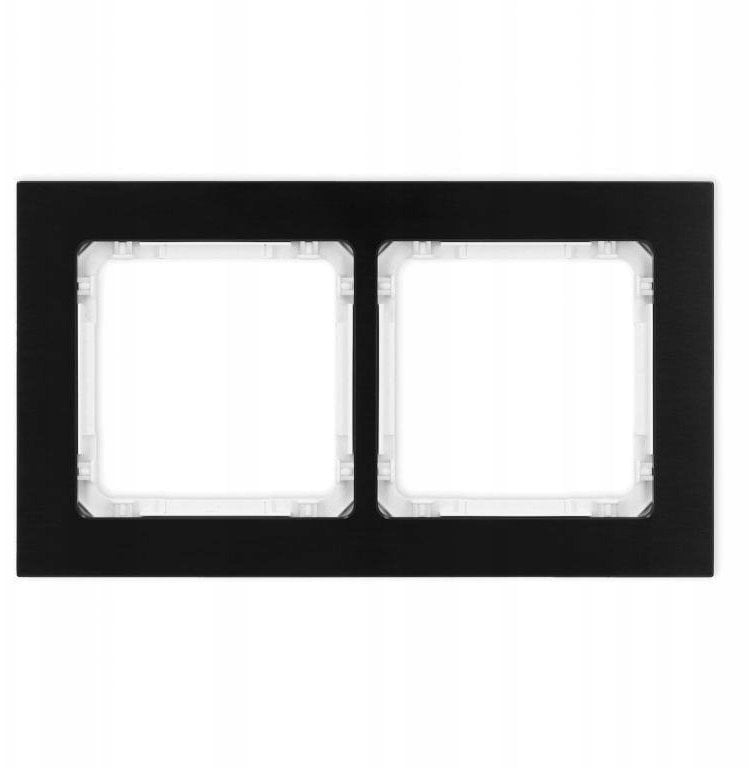 DECO Ramka uniwersalna podwójna - aluminium szczotkowane (ramka: czarna spód: biały) 12-0-DRA-2