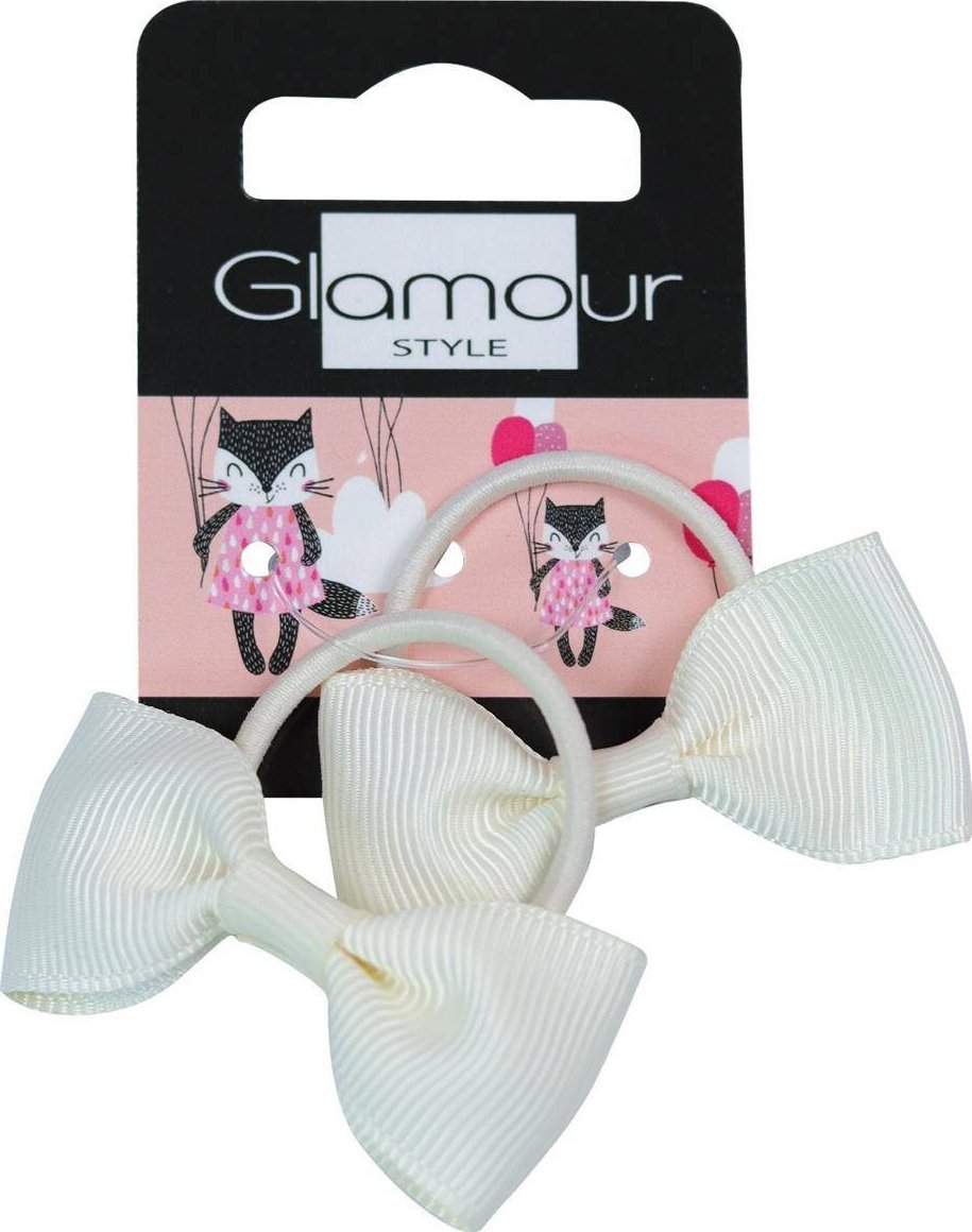 Glamour Kids gumki do włosów Kremowe Kokardki 2szt.