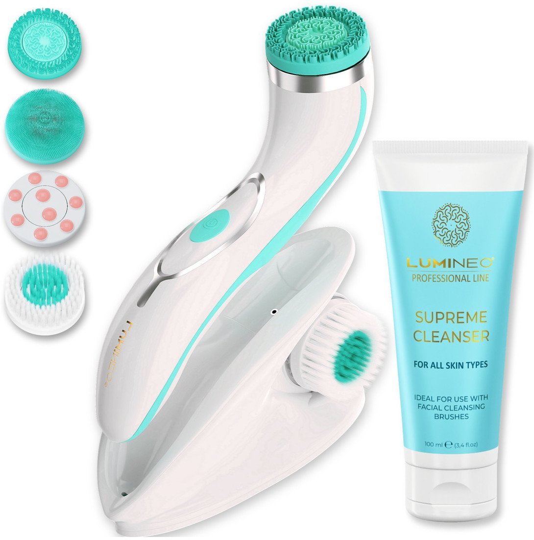 Lumineo Professional line szczoteczka do twarzy brush pro turkusowa + Żel oczyszczajacy lumineo do wszystkich typów cery 100 ml