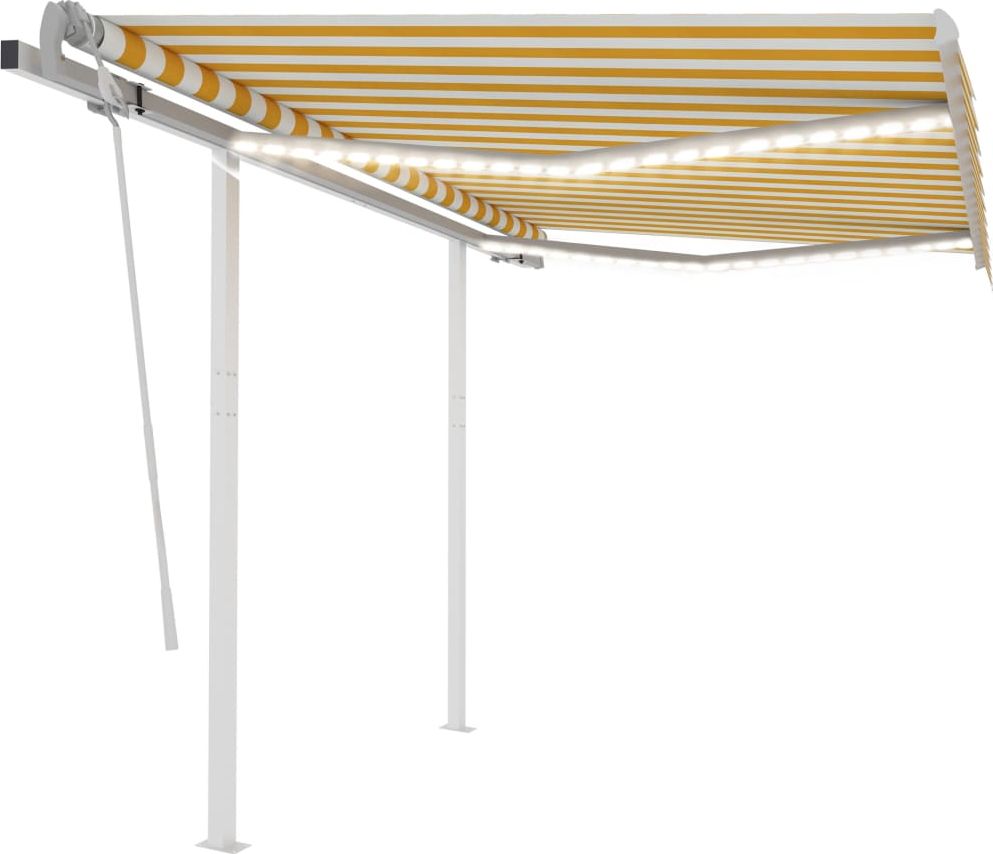 vidaXL Ręcznie zwijana markiza z LED, 3x2,5 m, żółto-biała