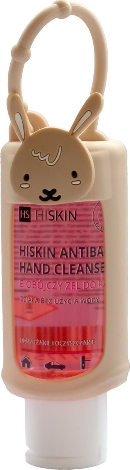 HiSkin Antibac Hand Cleanser+ Biobójczy Żel do rąk o zapachu malinowym - królik (butelka 75ml+etui)