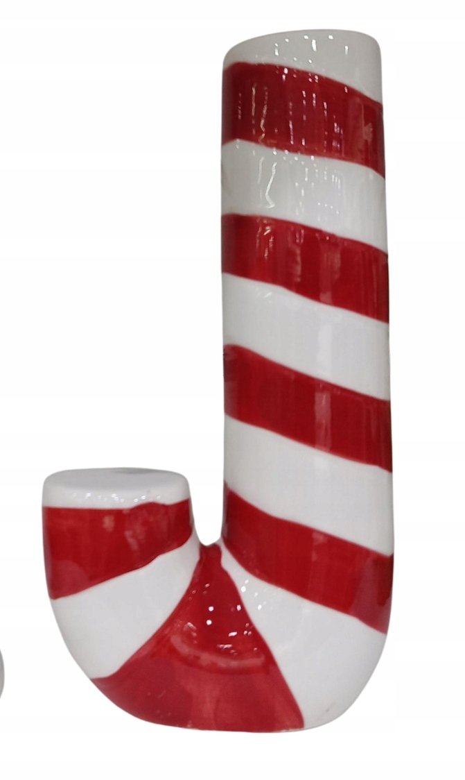 Wazon świąteczny ceramiczny w kształcie laski cukrowej 10,520cm czerwono biały 1 szt.