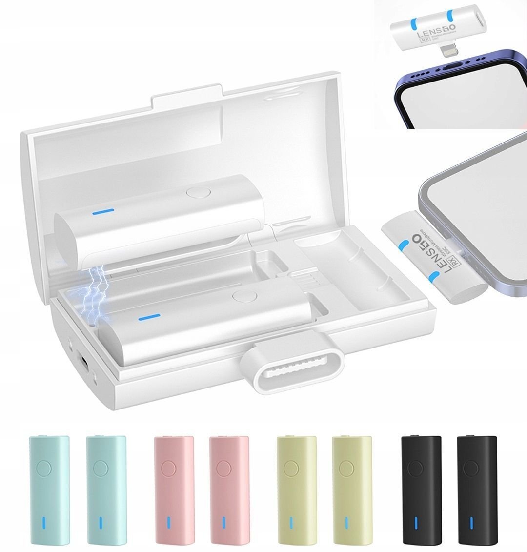 Mikrofon LensGo 2x Bezprzewodowy Mikrofon Krawatowy Ładowarka Iphone / 518c Lightning