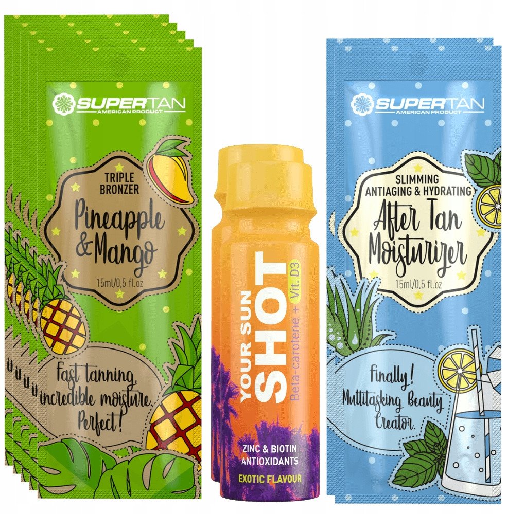 Supertan Pineapple & Mango 5x 15ml Potrójny Bronzer + Gratisy