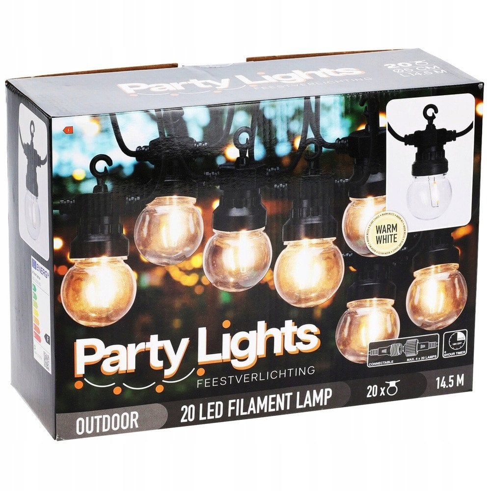 Girlanda Ogrodowa Dekoracyjna Żarówka Lampki LED VILDE 9,5 m 20 szt.