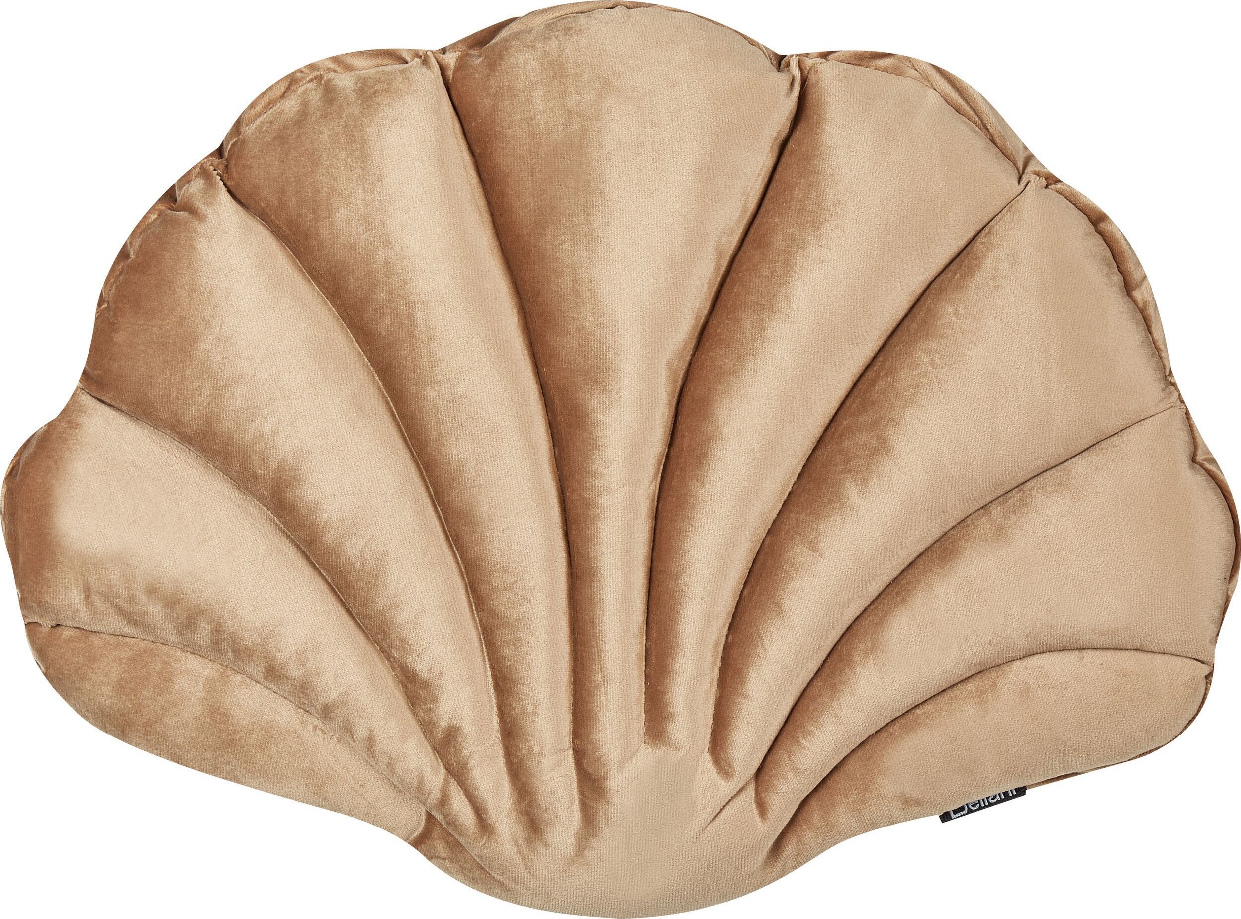 Beliani Poduszka dekoracyjna muszla welurowa 47 x 35 cm beżowa CONSOLIDA