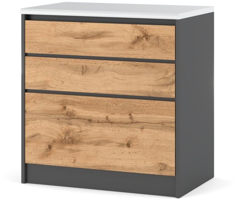 Szafka Kuchenna Stojąca Z Blatem Modułowa 3 Szuflady Bella 80cm Szary Wotan