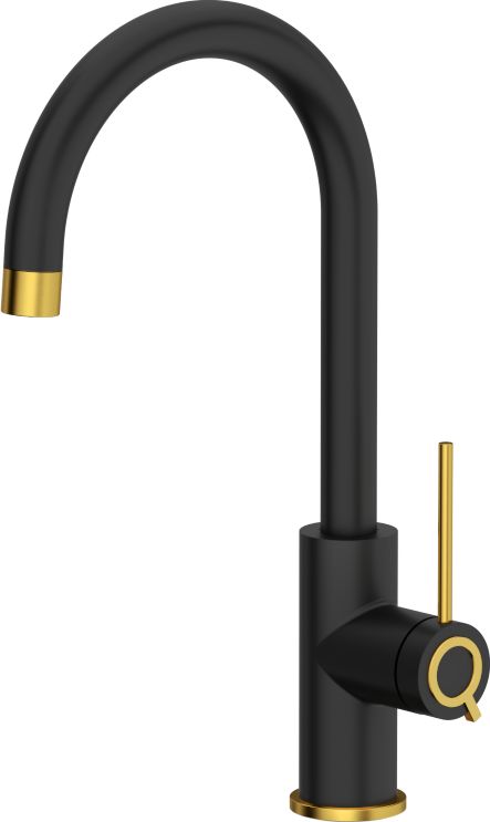 Bateria kuchenna Quadron Jodie Q Line Slim SteelQ stojąca czarny z elementami wykończonymi złotym (84818011)