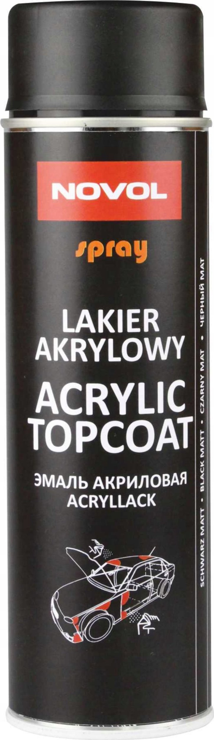 Novol SPRAY ACRYL TOPCOAT CZARNY MAT 500 ML
