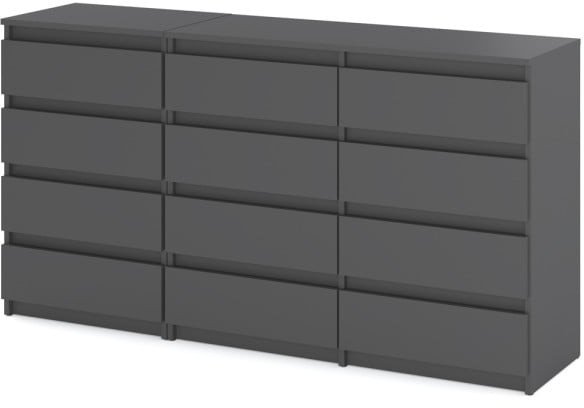 Komoda 12 Szuflad Szafka Nowoczesna Szara Mat Loft 180cm Salon Sypialnia